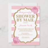 Roze en Gouden Glitter Baby shower per post Kaart (Voorkant)