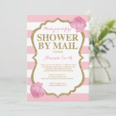 Roze en Gouden Glitter Baby shower per post Kaart (Staand voorkant)