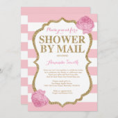 Roze en Gouden Glitter Baby shower per post Kaart (Voorkant / Achterkant)