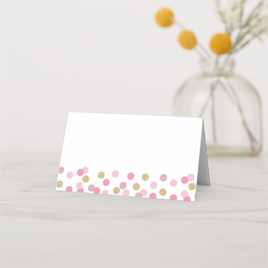 Roze en gouden Glitter Baby shower Tent Kaarten Plaatskaartje (Achterkant)