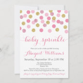 Roze en Gouden Glitter Baby Sprinkle Uitnodigingen (Voorkant)