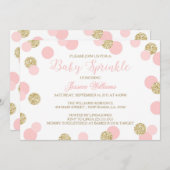 Roze en Gouden Glitter Baby Sprinkle Uitnodigingen (Voorkant / Achterkant)