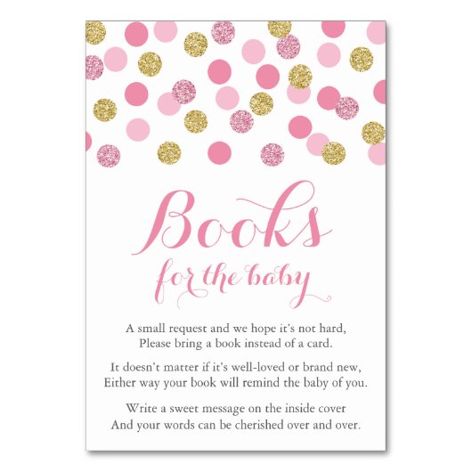Roze en gouden glitter Breng een boek Kaart Insert (Voorkant)