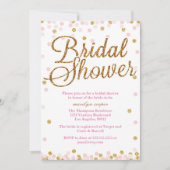 Roze en Gouden Glitter Bruids Douche Uitnodigingen (Voorkant)