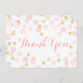 Roze en gouden Glitter Confetti Bedankkaart (Voorkant / Achterkant)