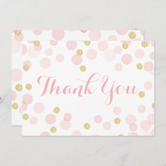 Roze en gouden Glitter Confetti Bedankkaart (Voorkant / Achterkant)