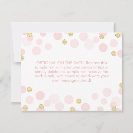 Roze en gouden Glitter Confetti Bedankkaart (Achterkant)