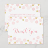 Roze en gouden Glitter Confetti Bedankkaart (Voorkant / Achterkant)