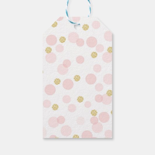 Roze en gouden Glitter Confetti Dank u Cadeaulabel (Achterkant)
