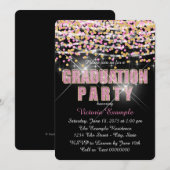 Roze en Gouden Glitter Confetti Graduation Party Kaart (Voorkant / Achterkant)