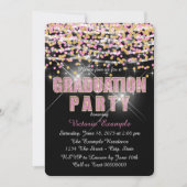 Roze en Gouden Glitter Confetti Graduation Party Kaart (Voorkant)