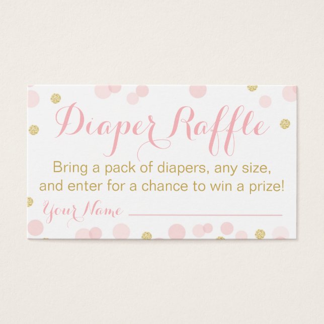 Roze en gouden Glitter Confetti Raffle Visitekaartjes (Voorkant)