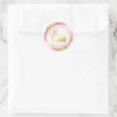 Roze en gouden glitter dank u pakket ronde sticker (Tas)