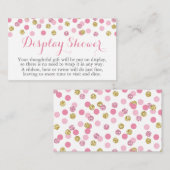 Roze en gouden Glitter Display Douche Inzetstuk Ka Informatiekaartje (Voorkant / Achterkant)