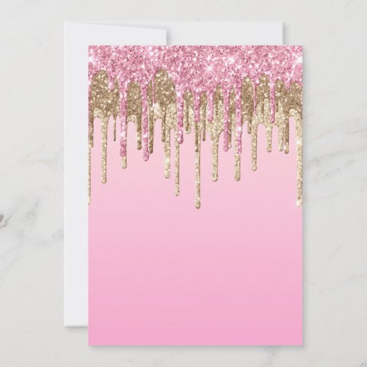 Roze en gouden glitter Drips 50ste verjaardag Kaart (Achterkant)