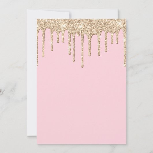 Roze en Gouden Glitter Drips 50ste verjaardag Uitn Kaart (Achterkant)