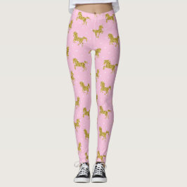 Roze en Gouden Glitter Eenhoorn Leggings