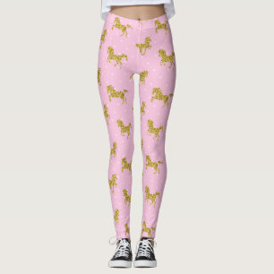 Roze en Gouden Glitter Eenhoorn Leggings