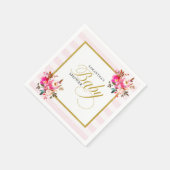 Roze en Gouden Glitter Elegant Bloemen Baby shower Servet (Hoek)