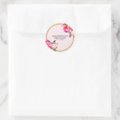 Roze en Gouden Glitter Elegante Bloemen Waterverf Ronde Sticker (Tas)
