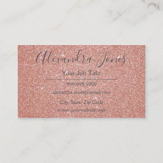 Roze en Gouden Glitter en Sparkle Event Planner Visitekaartje (Achterkant)