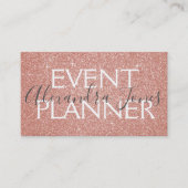 Roze en Gouden Glitter en Sparkle Event Planner Visitekaartje (Voorkant)