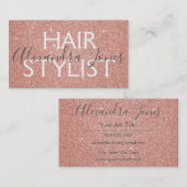Roze en Gouden Glitter en Sparkle Hair Stylist Visitekaartje (Voorkant / Achterkant)