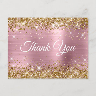 Roze en Gouden Glitter Folie 40e Verjaardag Bedank Briefkaart