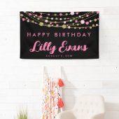 roze en gouden glitter Gelukkige verjaardag 30e 40 Spandoek (Insitu)