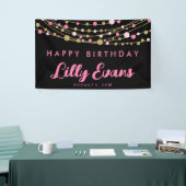 roze en gouden glitter Gelukkige verjaardag 30e 40 Spandoek (Beurs)