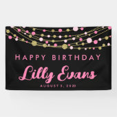 roze en gouden glitter Gelukkige verjaardag 30e 40 Spandoek (Horizontaal)