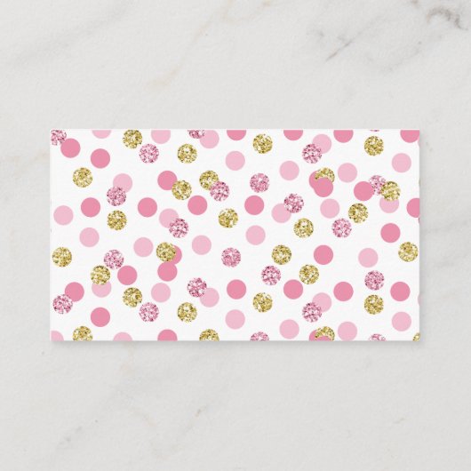 Roze en gouden Glitter Gift Registry Insert Kaarte Informatiekaartje (Achterkant)