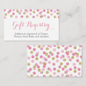 Roze en gouden Glitter Gift Registry Insert Kaarte Informatiekaartje (Voorkant / Achterkant)