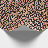 Roze en Gouden Glitter Glam Leopard Spots Patroon Cadeaupapier (Hoek)