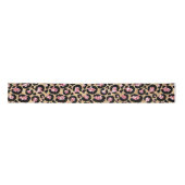 Roze en Gouden Glitter Glam Leopard Spots Patroon Satijnen Lint (Voorkant)