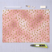 Roze en Gouden Glitter Glam Polka Dots Patroon Tissuepapier (Craft)