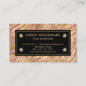 Roze en Gouden Glitter Glam Tiger Stripes Patroon Visitekaartje (Achterkant)