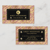 Roze en Gouden Glitter Glam Tiger Stripes Patroon Visitekaartje (Voorkant / Achterkant)