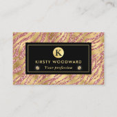 Roze en Gouden Glitter Glam Tiger Stripes Patroon Visitekaartje (Voorkant)