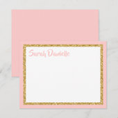 Roze en gouden glitter Hartelijk dank Bedankkaart (Voorkant / Achterkant)