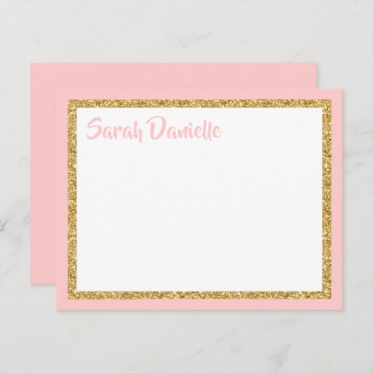 Roze en gouden glitter Hartelijk dank Bedankkaart (Voorkant / Achterkant)