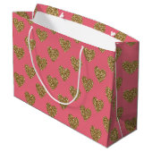 Roze en gouden glitter Hearts Patroon Groot Cadeauzakje (Achterkant Gekanteld)