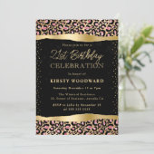 Roze en Gouden Glitter Leopard Spots 21e Verjaarda Kaart (Staand voorkant)