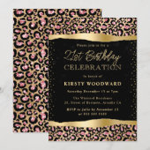 Roze en Gouden Glitter Leopard Spots 21e Verjaarda Kaart (Voorkant / Achterkant)