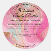 Roze en Gouden Glitter Lichaamsboter Pot Etiket (Voorkant)