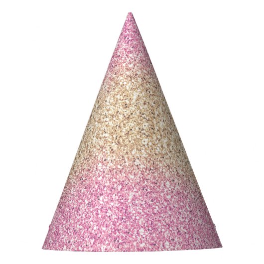 Roze en Gouden Glitter Ombre Kids Verjaardagsfeest Feesthoedjes (Voorkant)