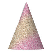Roze en Gouden Glitter Ombre Kids Verjaardagsfeest Feesthoedjes (Links)
