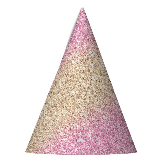 Roze en Gouden Glitter Ombre Kids Verjaardagsfeest Feesthoedjes (Links)