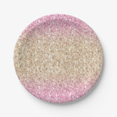 Roze en Gouden Glitter Ombre Kids Verjaardagsfeest Papieren Bordje (Voorkant)