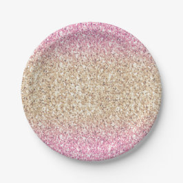 Roze en Gouden Glitter Ombre Kids Verjaardagsfeest Papieren Bordje